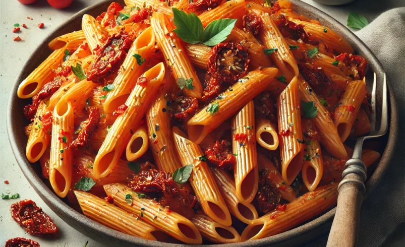 Penne al ragù di tempeh e pomodorini secchi