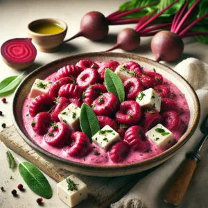 Gnocchi di barbabietola con crema di tofu alle erbe E SALVIA