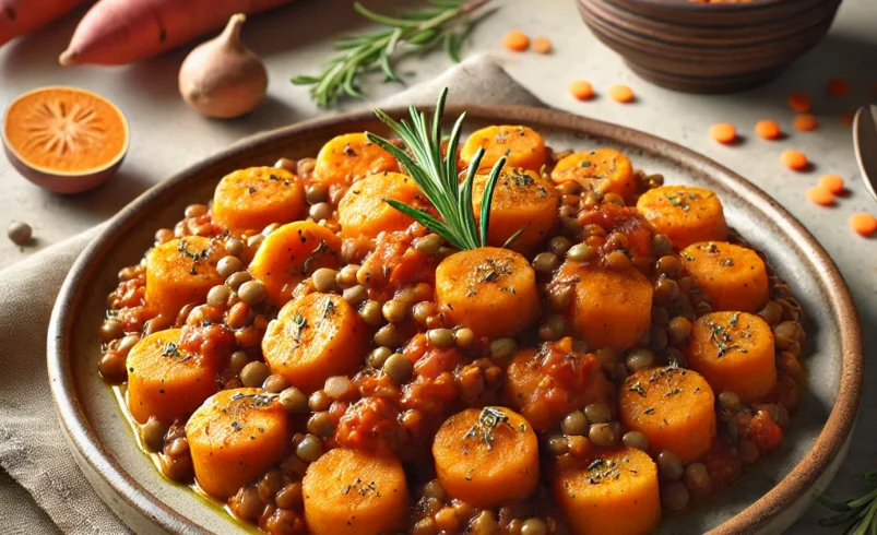 Gnocchi di patate dolci con salsa alle lenticchie e rosmarino