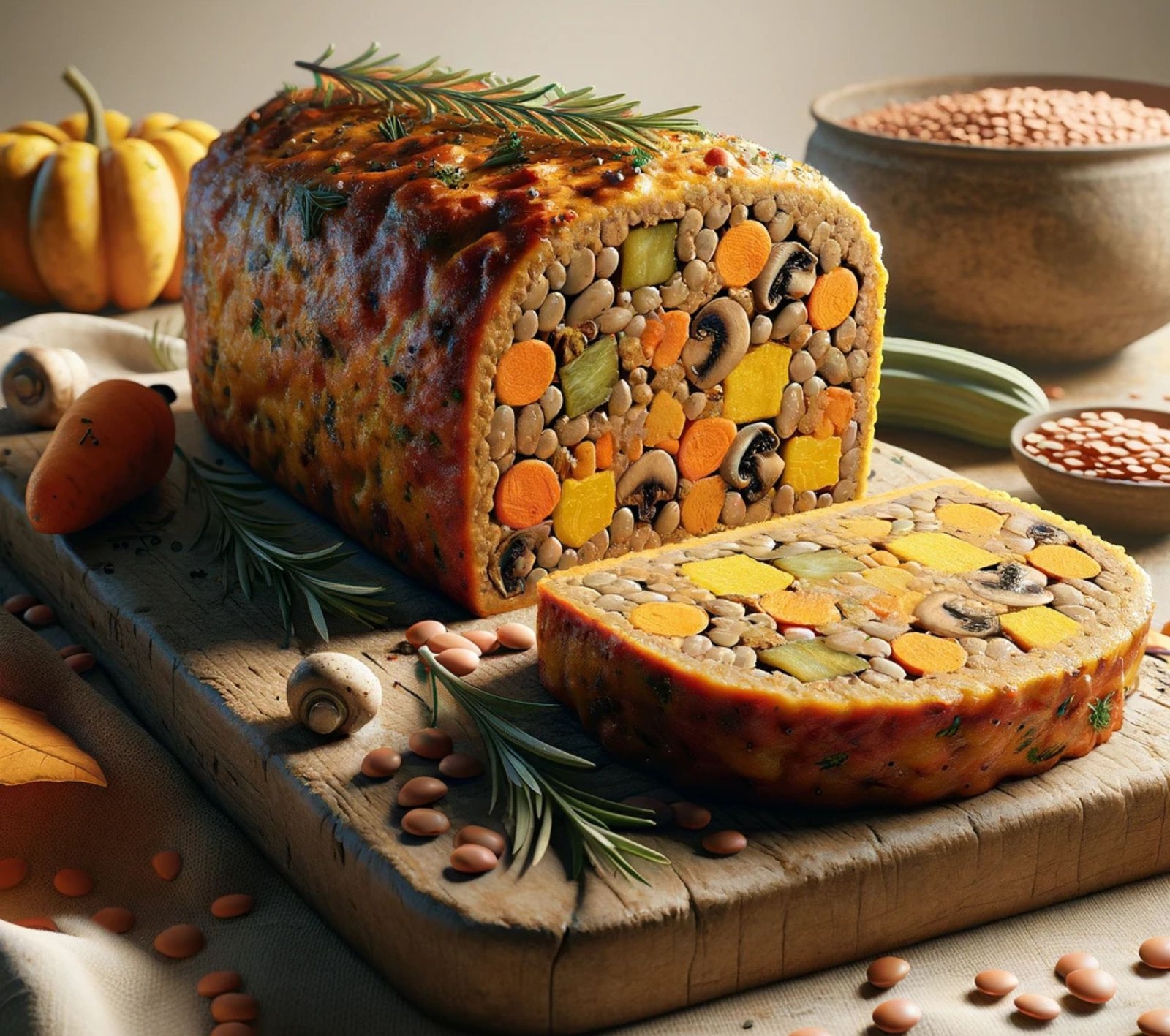 Polpettone di Lenticchie e Verdure Autunnali